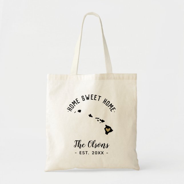 Hawaii Home Sweet Home Family Monogram Tygkasse (Framsidan)