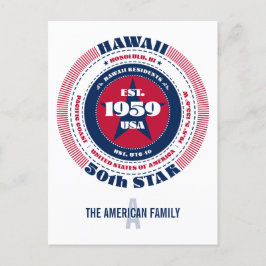Hawaii, Honolulu, HI, Patriotisk, Monogram Vykort
