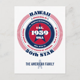 Hawaii, Honolulu, HI, Patriotisk, Monogram Vykort