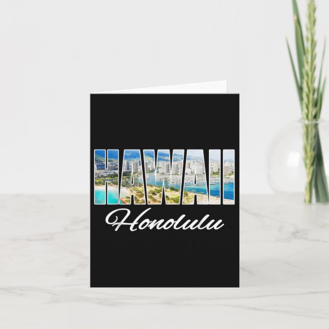 Hawaii Honolulu Tee Beach Hawaiian Island Kort (Framsida)