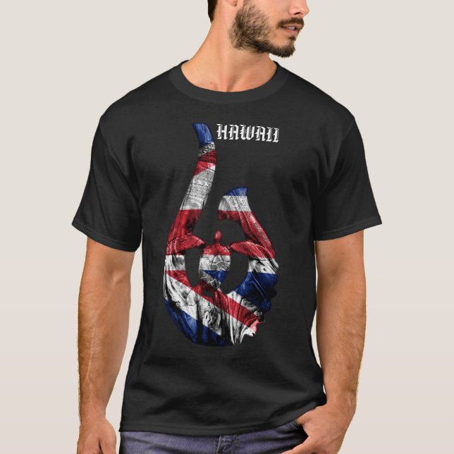 Hawaii Honu Tribal Krok HIFlag T Shirt (Framsida)
