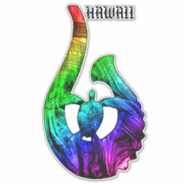 Hawaii Honu Tribal Krok Neon Regnbåge Klistermärken