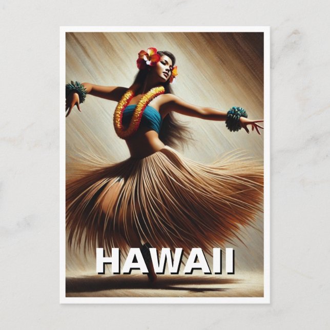 Hawaii Hula Dancer Travel Vykort (Framsida)