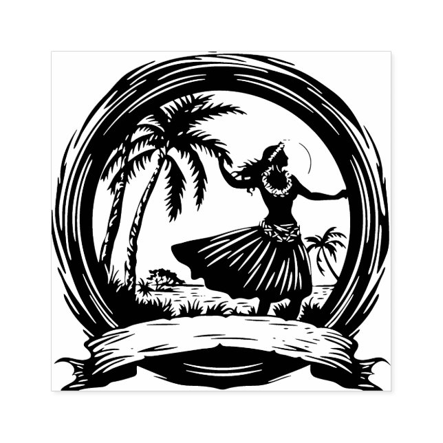 Hawaii Hula Dansare Gummistempel Vacker  Stämpel (Tryck)