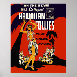 Hawaii hula-flicka, traditionell dans, musik, fest poster