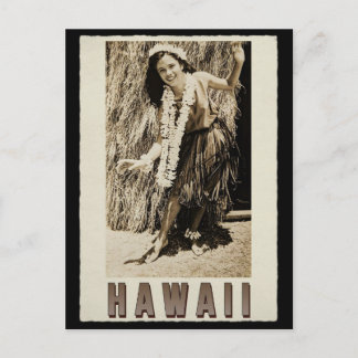 Hawaii Hula Flicka Vintage Foto Vykort