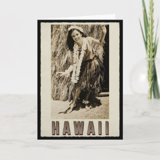 Hawaii Hula Girl Vintage Photo Kort