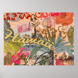 Hawaii Hula Resa Blomma Vintage Poster