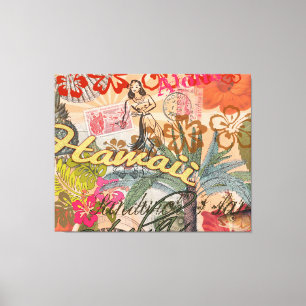 Hawaii Hula Travel Flower Vintage Canvastryck