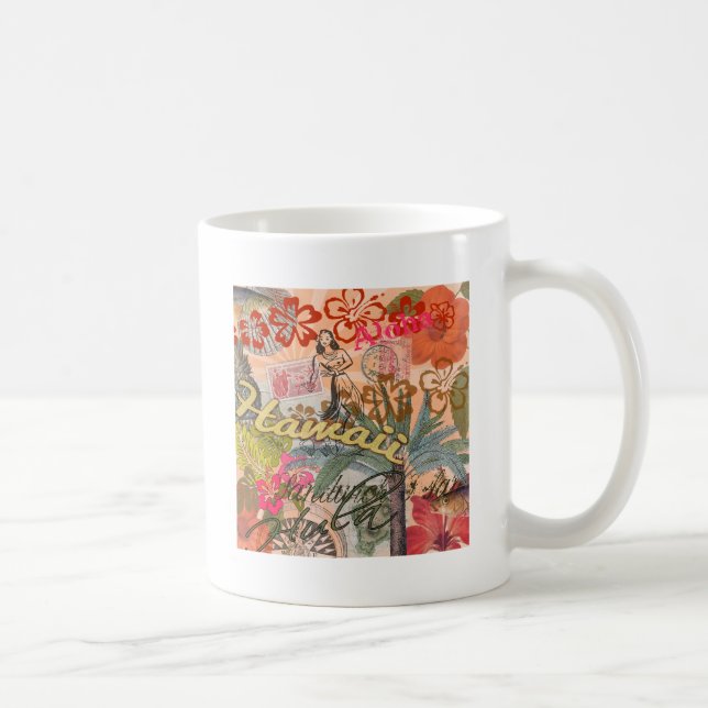 Hawaii Hula Travel Flower Vintage Kaffemugg (Höger)