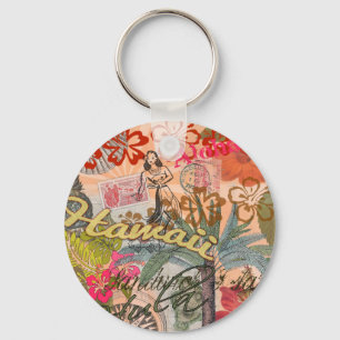Hawaii Hula Travel Flower Vintage Nyckelring