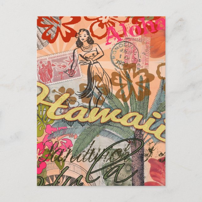 Hawaii Hula Travel Flower Vintage Vykort (Framsida)