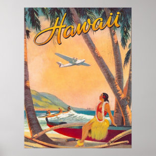 Hawaii hulaflicka på tropikkusten, poster