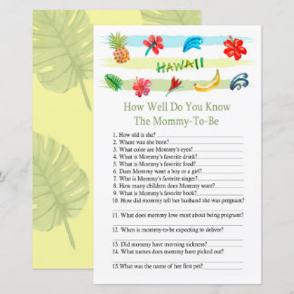 Hawaii Hur mycket vet du baby shower spel