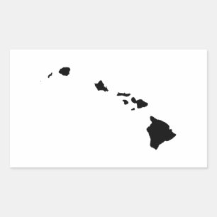 Hawaii i svart och vitt rektangulärt klistermärke