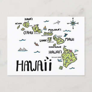 Hawaii Illustrated Karta Vykort