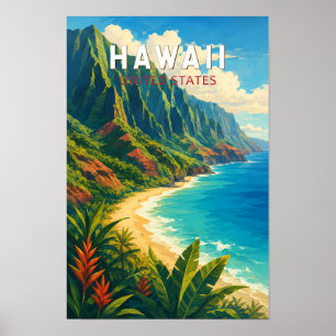 Hawaii Illustration Resa Konst Vintage Poster