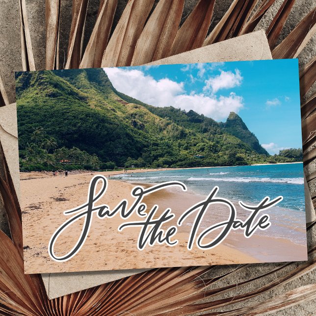 Hawaii Island Destination Wedding Photo Spara Datumet (Hawaii Island Destination Wedding Photo Save The Date)