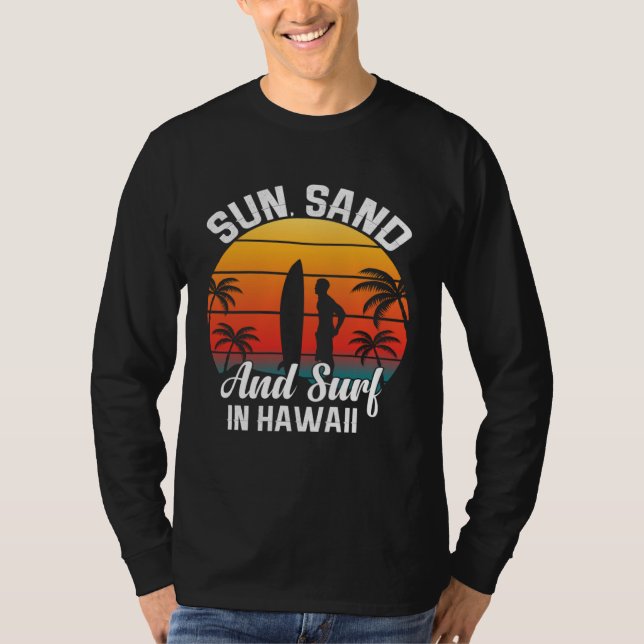 Hawaii island of sun beach waves and palm trees  7 t shirt (Framsida)
