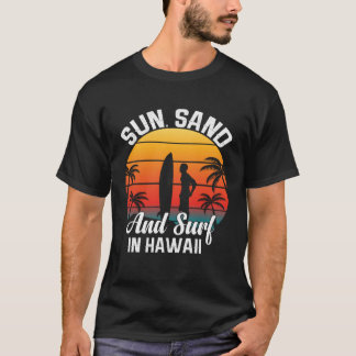 Hawaii island of sun beach waves and palm trees  7 t shirt