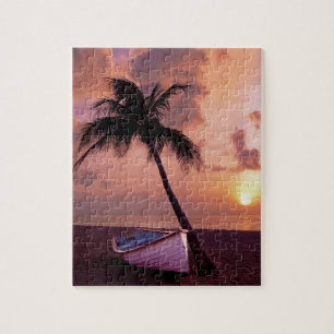 Hawaii Island Travel Beach Sunset Handflatan Träd Pussel