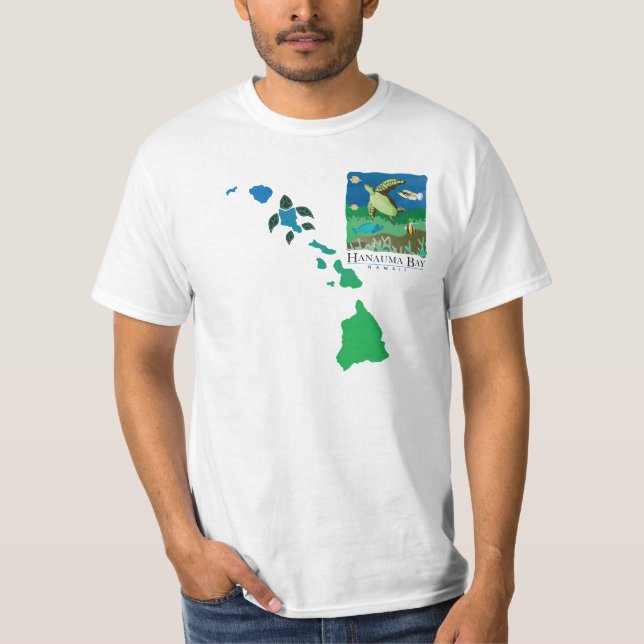 Hawaii Islands chain - Hanauma Bay Oahu Turtle T Shirt (Framsida)