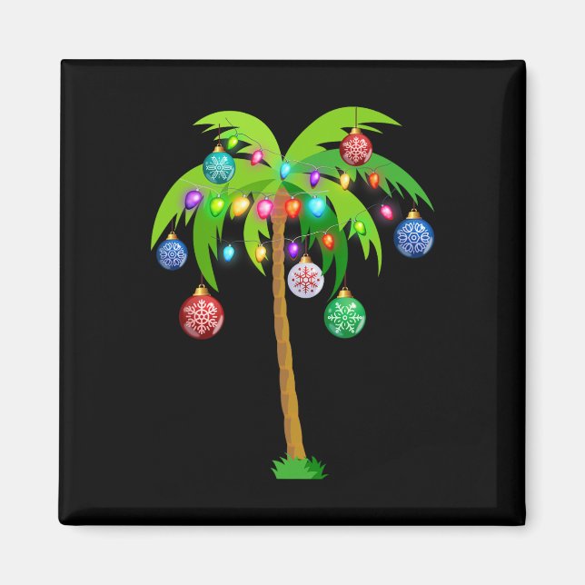 Hawaii jul Handflatan Träd Tropical Julafton Cocon Magnet (Framsidan)