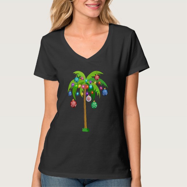 Hawaii jul Handflatan Träd Tropical Julafton Cocon T Shirt (Framsida)