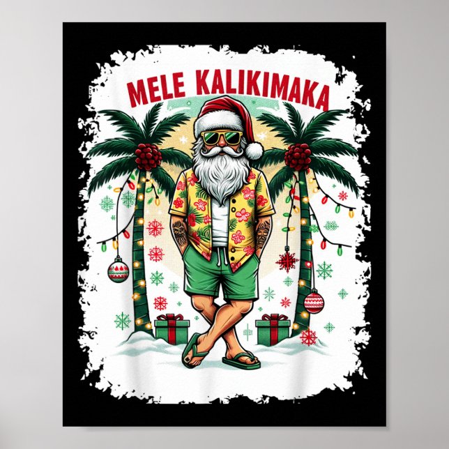 Hawaii-jul i juli Mele Kalikimaka Hawaii Poster (Framsidan)