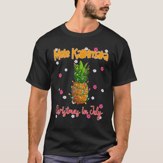 Hawaii-jul i juli Mele Kalikimaka T Shirt (Framsida)