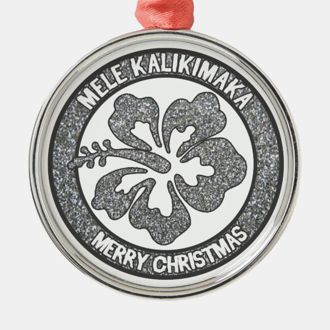 Hawaii jul silver glitter hibiscus ornament (Framsidan)