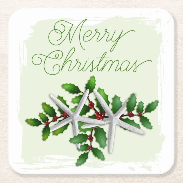 Hawaii jul Starfish Drink Coasters Underlägg Papper Kvadrat (Framsidan)