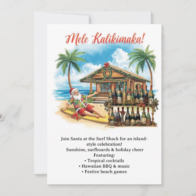 Hawaii julfest  Hawaii “Mele Kalikimaka!”  Inbjudningar (Framsida)