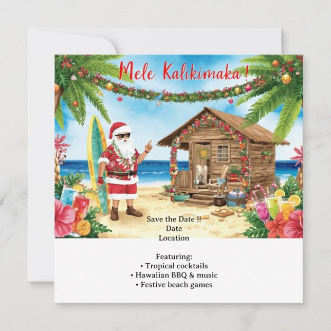 Hawaii julfest  party Hawaii “Mele Kalikimaka!”  Spara Datumet (Framsida)
