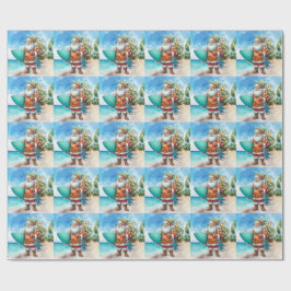 Hawaii jultomten håller surfbräda jul presentpapper