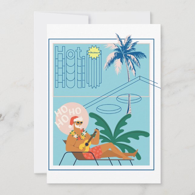 Hawaii-jultomten Travel Tropical Beach Julkort (Framsida)