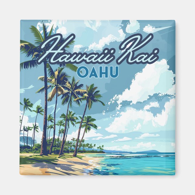 Hawaii Kai Honolulu Oahu Hawaii Retro Magnet (Framsidan)