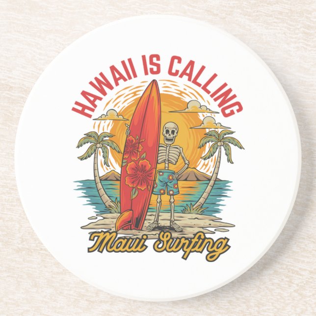Hawaii kallar Maui Surfing Island Vibes Underlägg (Framsidan)