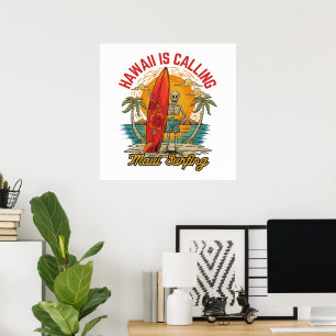 Hawaii kallar Maui surfing ö vibbar Poster