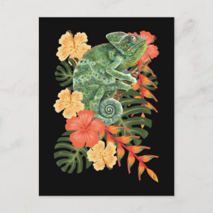 Hawaii Kameleont Blomma Reptil Vykort