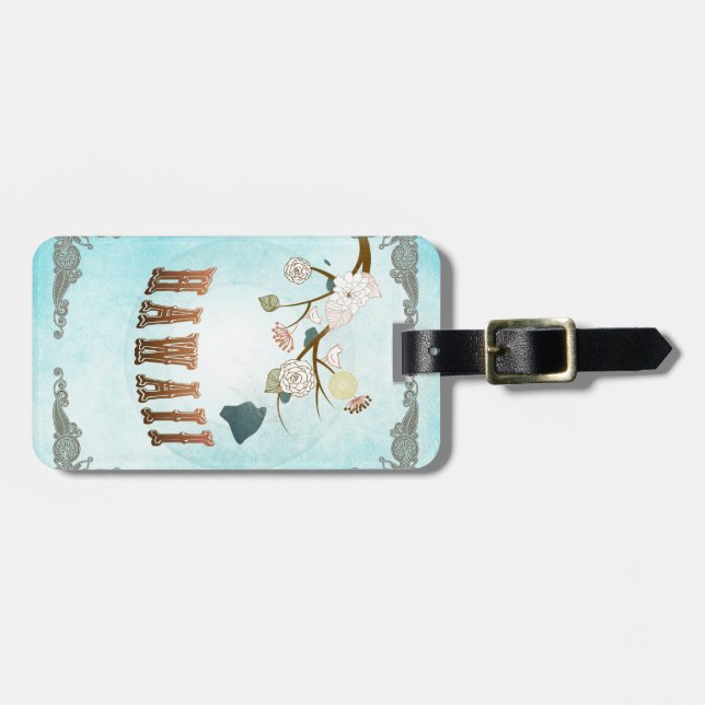 Hawaii karta med älskvärda fåglar bagagebricka (Horisontell Framsida)