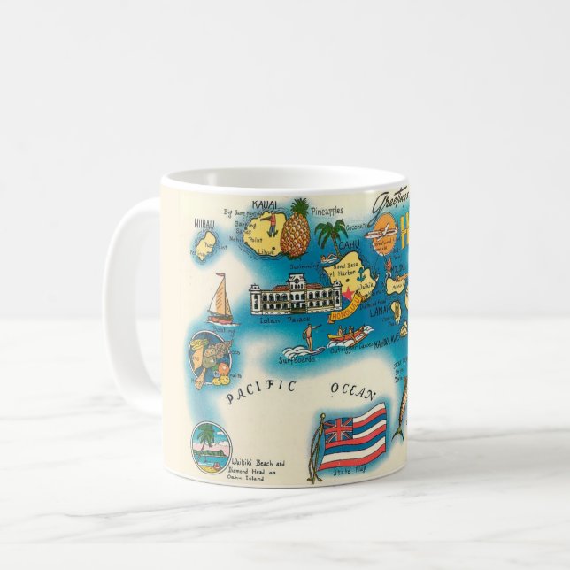 Hawaii Karta Mugg (Framsida vänster)