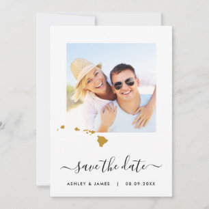 Hawaii Karta Photo Bröllop spara datum Card Datumet