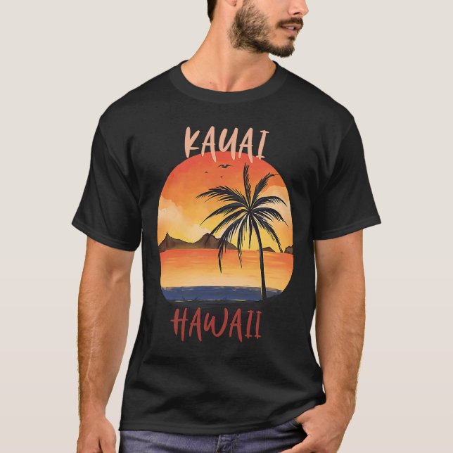 Hawaii Kauai Family Vacation Handflatan träd Ocean T Shirt (Framsida)