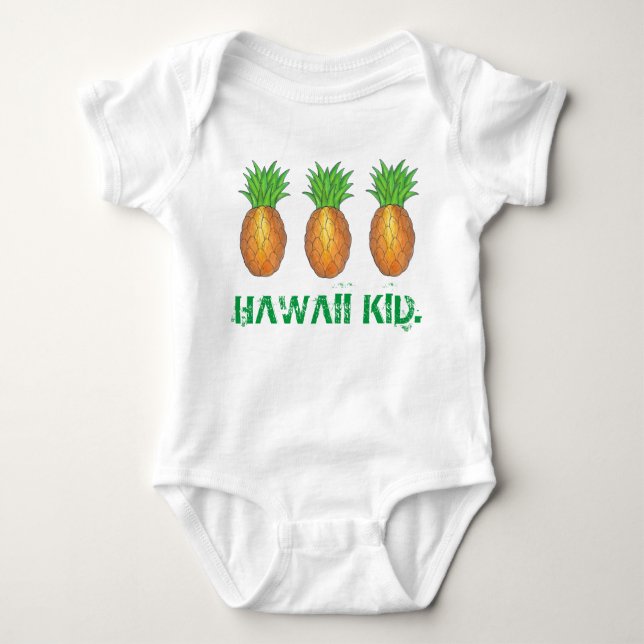 Hawaii Kid Tropical Hawaiian Island Pineapple T-shirt (Framsida)