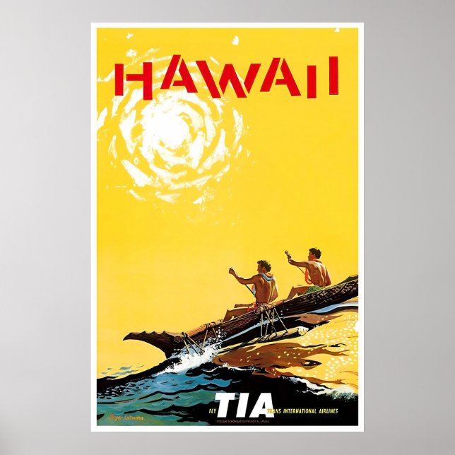 Hawaii konst TIA Resa Poster Outrigger Tryck (Framsidan)