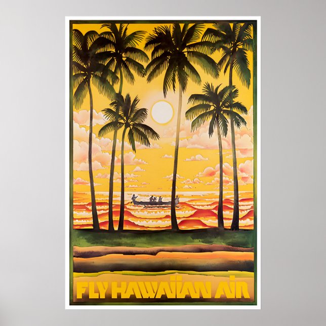Hawaii konsttryck Hawaiianskt flygresorplansaffisc Poster (Framsidan)