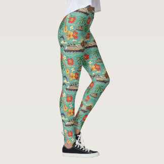 Hawaii-kryssning Tropisk ö Fartygsdesign Leggings