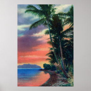 Hawaii Kusten vid Sunset Poster