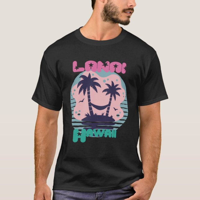Hawaii Lanai Vacation Handflatan träd-stranden T Shirt (Framsida)